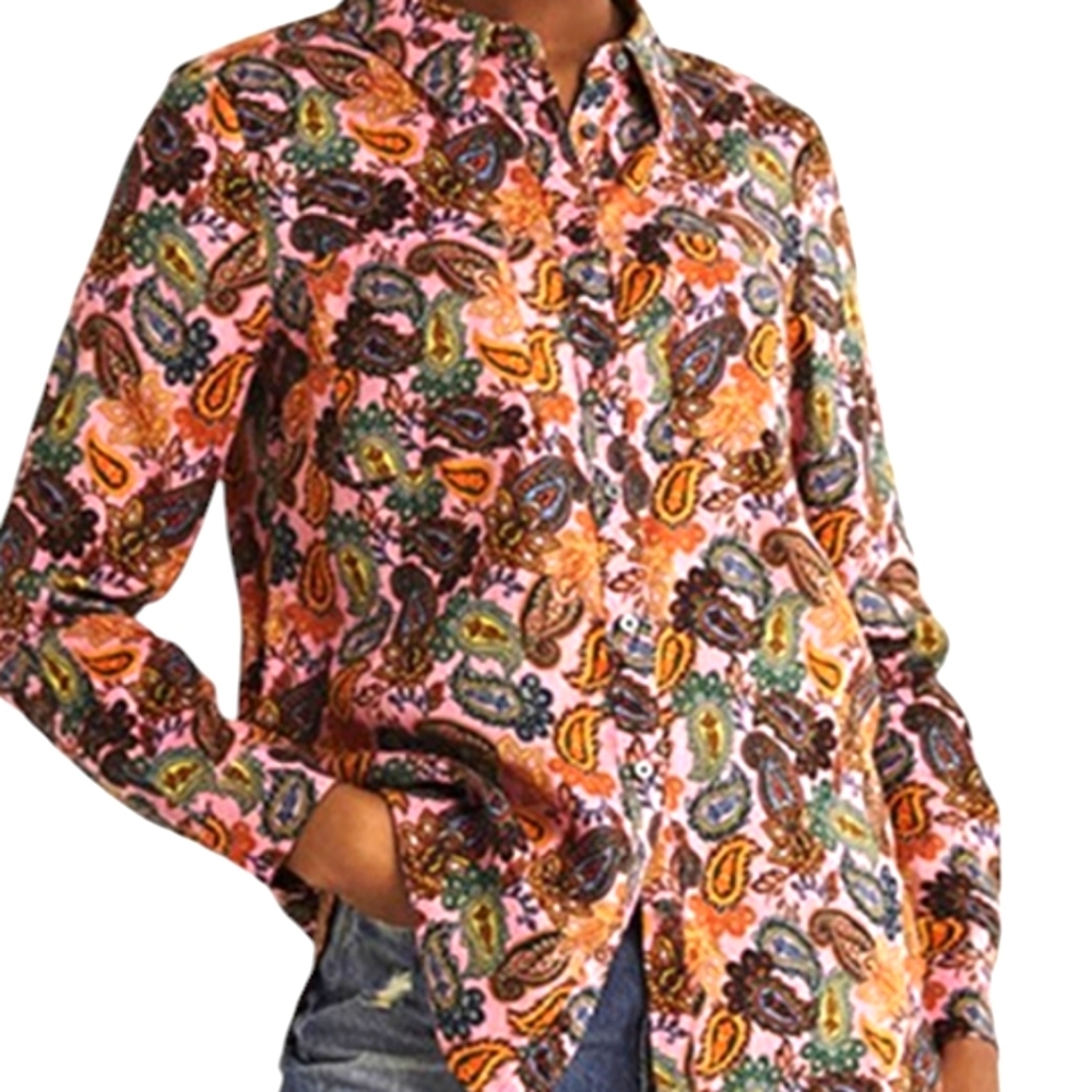 Boden Pink Paisley 100% Linen Button Down Blouse...Size 6